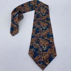Christian Dior Necktie Gold Monsieur Silk Paisley Hand Finished Woven USA Made‎